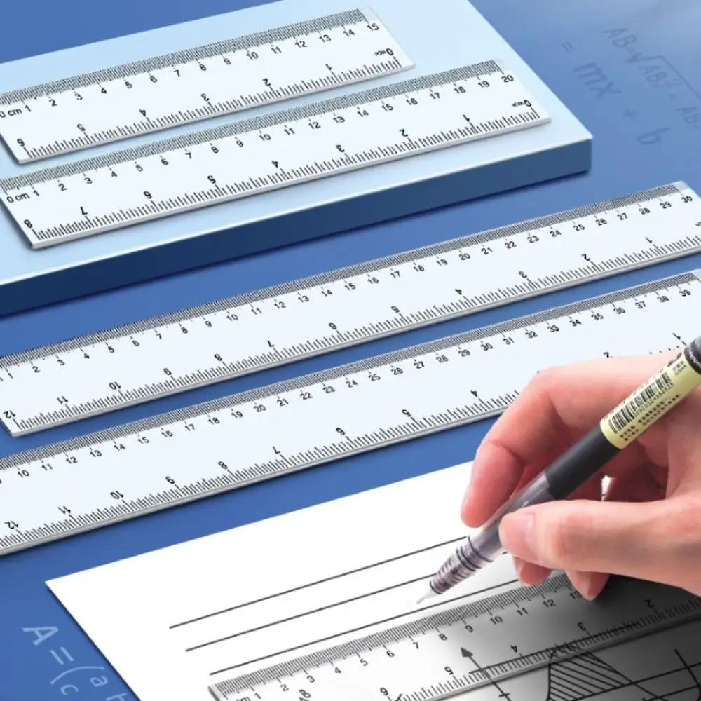 Stationery 15cm 20cm 30cm 40cm Straight Ruler Plastic Transparent Measuring Ruler Multifunction Drawing Ruler School Peaceful Pleasures Health and Wellness