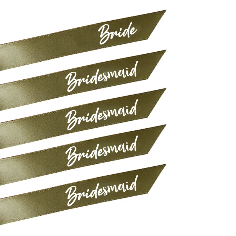 5-Pack Bride Bridesmaid Ribbon Champagne Glass Tags | Wedding Wedding Party Decor Peaceful Pleasures Health and Wellness 1 Bride 4 Bridesmaid 5pcs 2x60cm