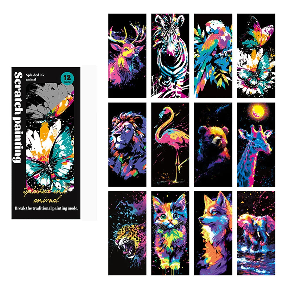 12 Colorful Bookmark Scratch Paper Handmade DIY Drawing Portable