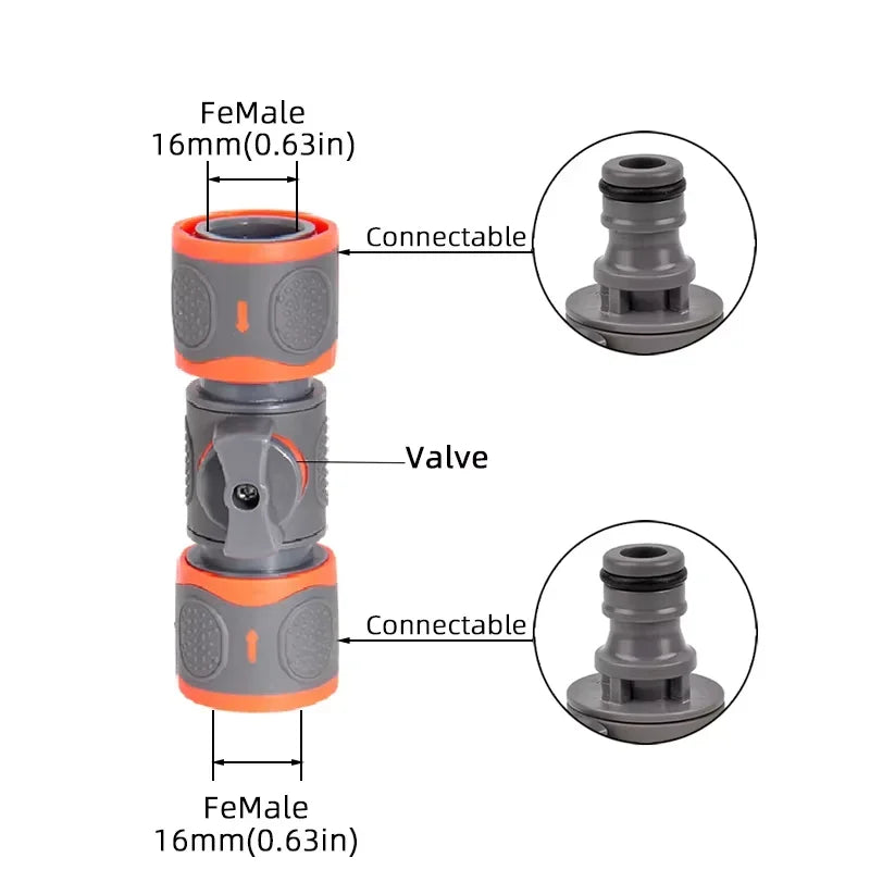 1-PC Double-End Quick Connect with Shutoff Valve - Universal Garden Hose Adapter for Spray Guns & Watering Peaceful Pleasures Health and Wellness