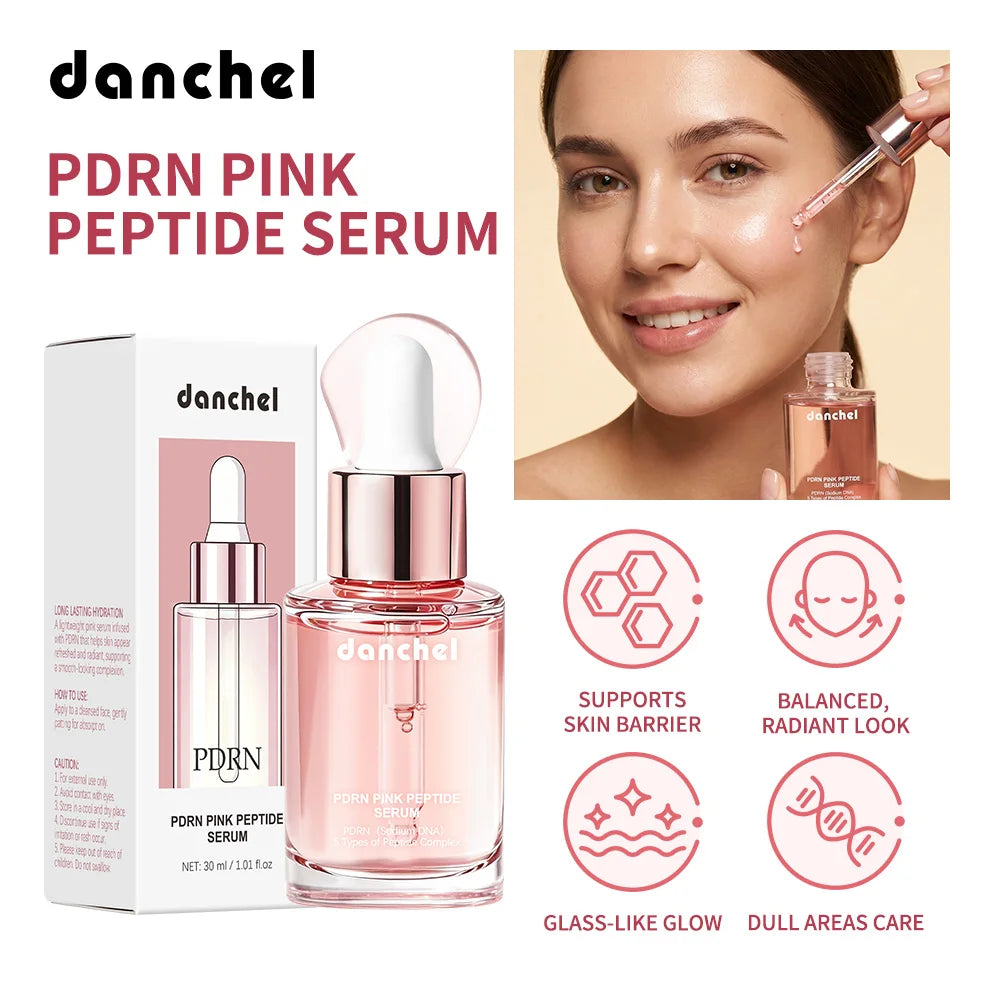 PDRN Pink Peptide Serum Improve Dullness Enhance Elasticity Long-Lasting Hydration Natural Formula Dropper Design Skincare Serum Peaceful Pleasures Health and Wellness