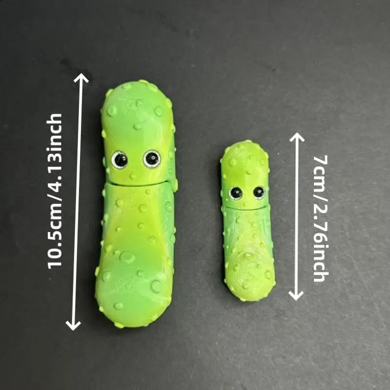 3D Printed Articulated Cucumber Figurine | Vegetable Desk Toy