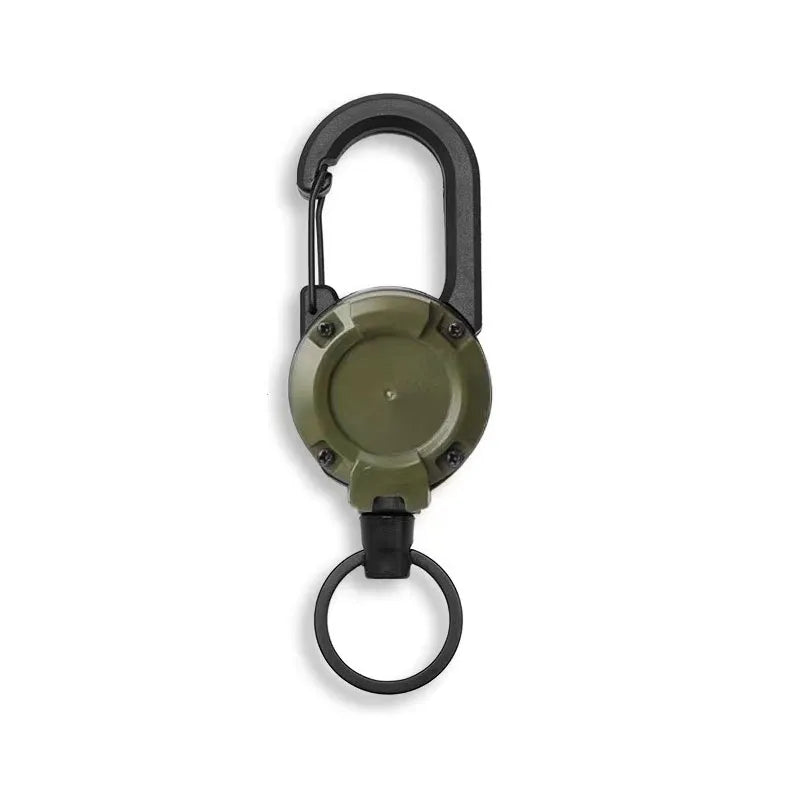 Heavy Duty Retractable Carabiner Durable Steel Wire Rope Spring Key Ring Anti-lost Buckle for Climbing Travel Camping Gear Peaceful Pleasures Health and Wellness green