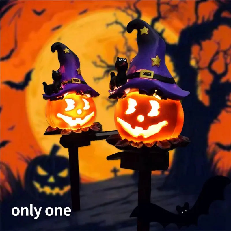 A36T-2X Solar Pumpkin Lantern Halloween Outdoor Light Atmosphere Light Waterproof Resin Light Suitable For Courtyard Garden Peaceful Pleasures Health and Wellness