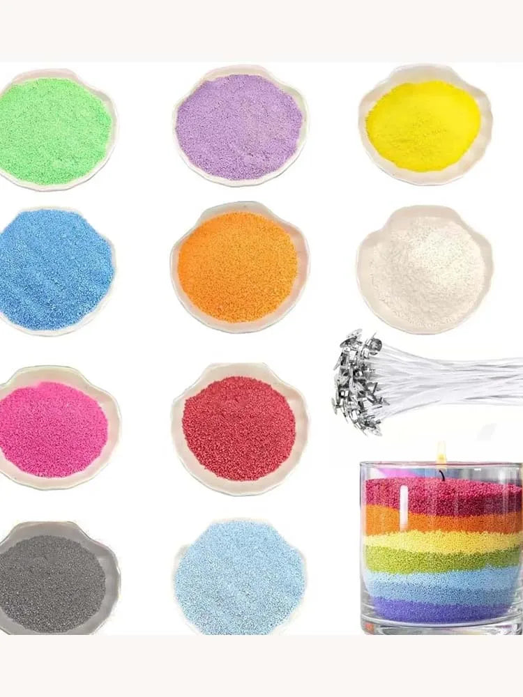 DIY Pearl Candle Sand Kit – 10 Colors, 200g & 20 Wicks