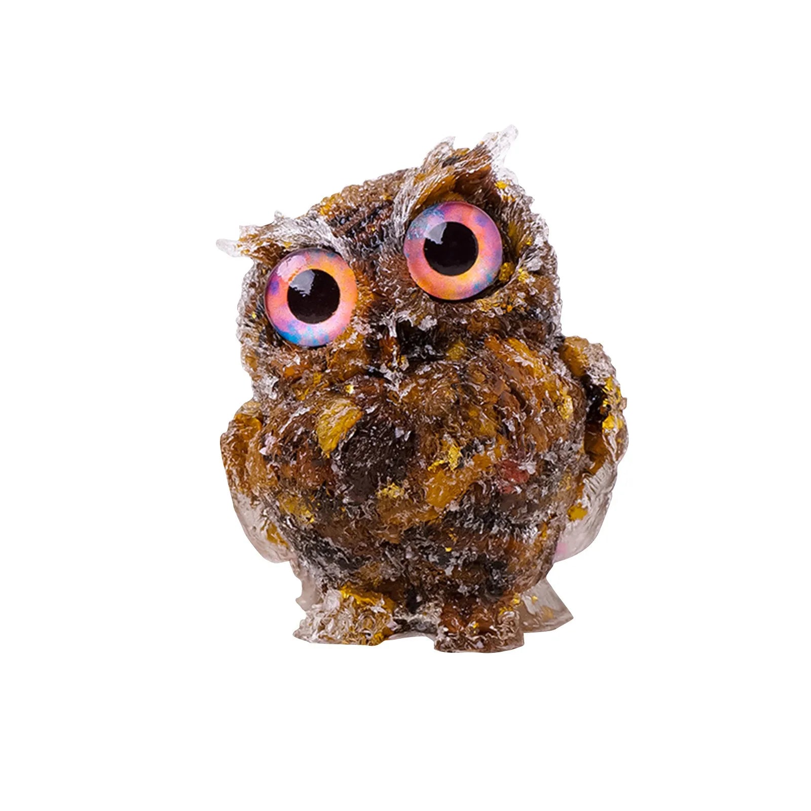 1PC Natural Owl Amethyst Rose Quartz Cute Animal Image Macadam Drip Glue Resin Owl Household Supplies Desktop Ornament Peaceful Pleasures Health and Wellness