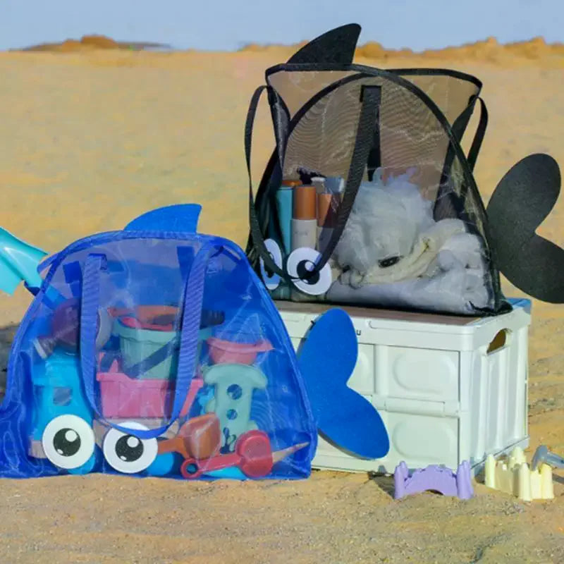 Cartoon Mesh Beach Toy Bag – Foldable Large Tote | JETTING