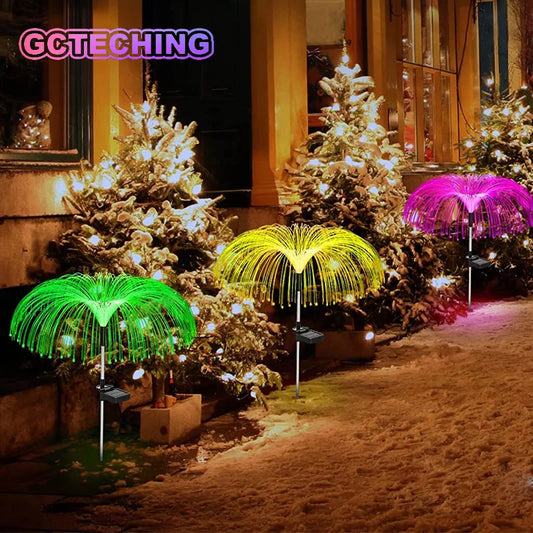 Solar Jellyfish Fiber Optic Garden Stake Light | Colorful LED Solar Garden Stake Light Peaceful Pleasures Health and Wellness