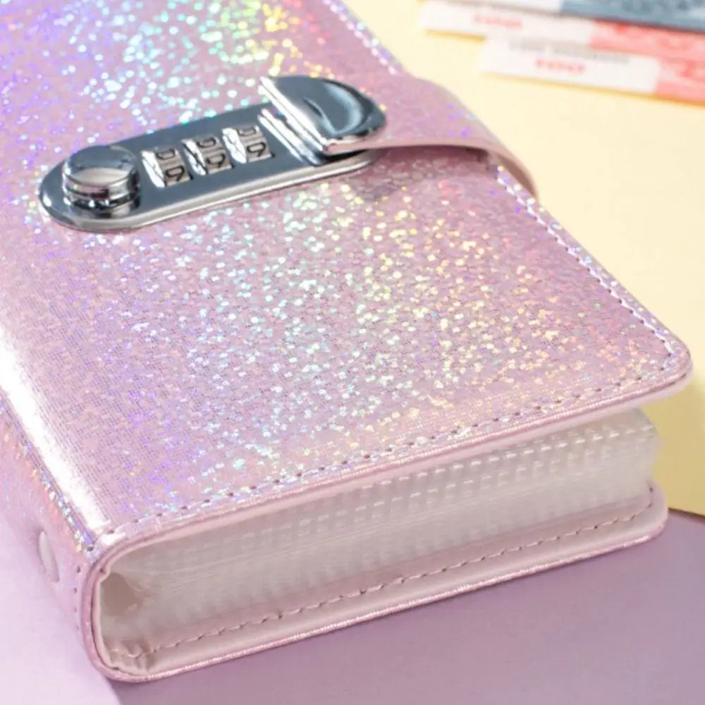 PU Leather Cover 100 Envelope Challenge Binder Reusable Waterproof Password Lock Saving Notebook Shiny Large Capacity Peaceful Pleasures Health and Wellness