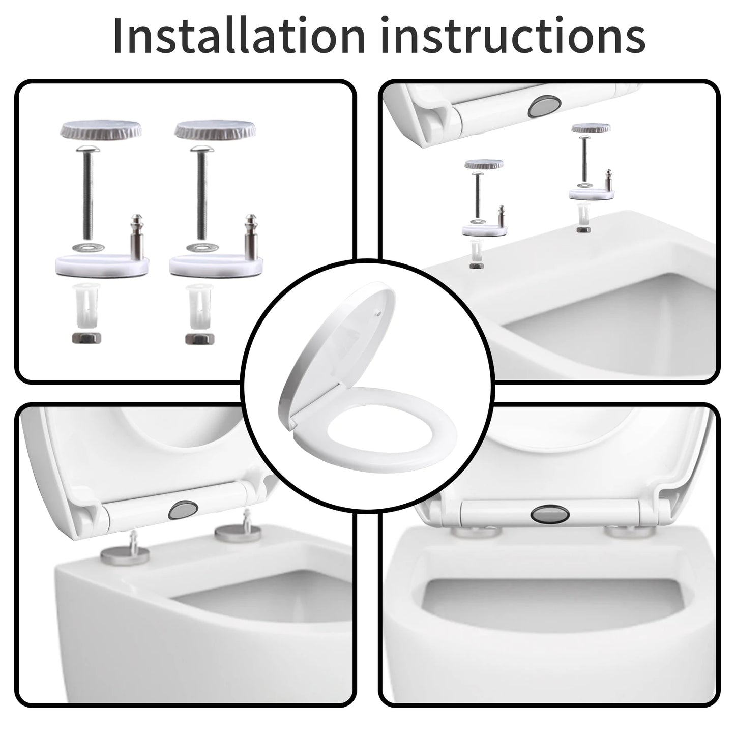 Bidet Toilet Seat Lid Quiet-Close Heavy Duty Slow Close Bowl Seats Quick Release Easy Cleaning Removable Cover Pad O/U-shape Peaceful Pleasures Health and Wellness