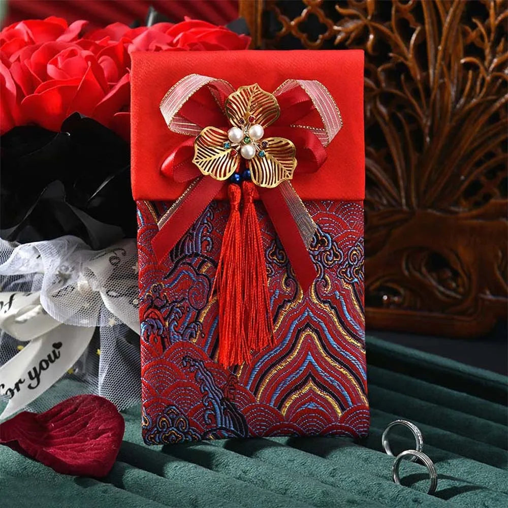 2025 Lunar New Year Brocade Red Envelope HongBao with Tassel
