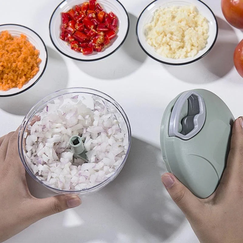 Manual Garlic Press & Meat Mincer – Rotate Chopper with Vegetable Cutter (500ml / 900ml) Peaceful Pleasures Health and Wellness