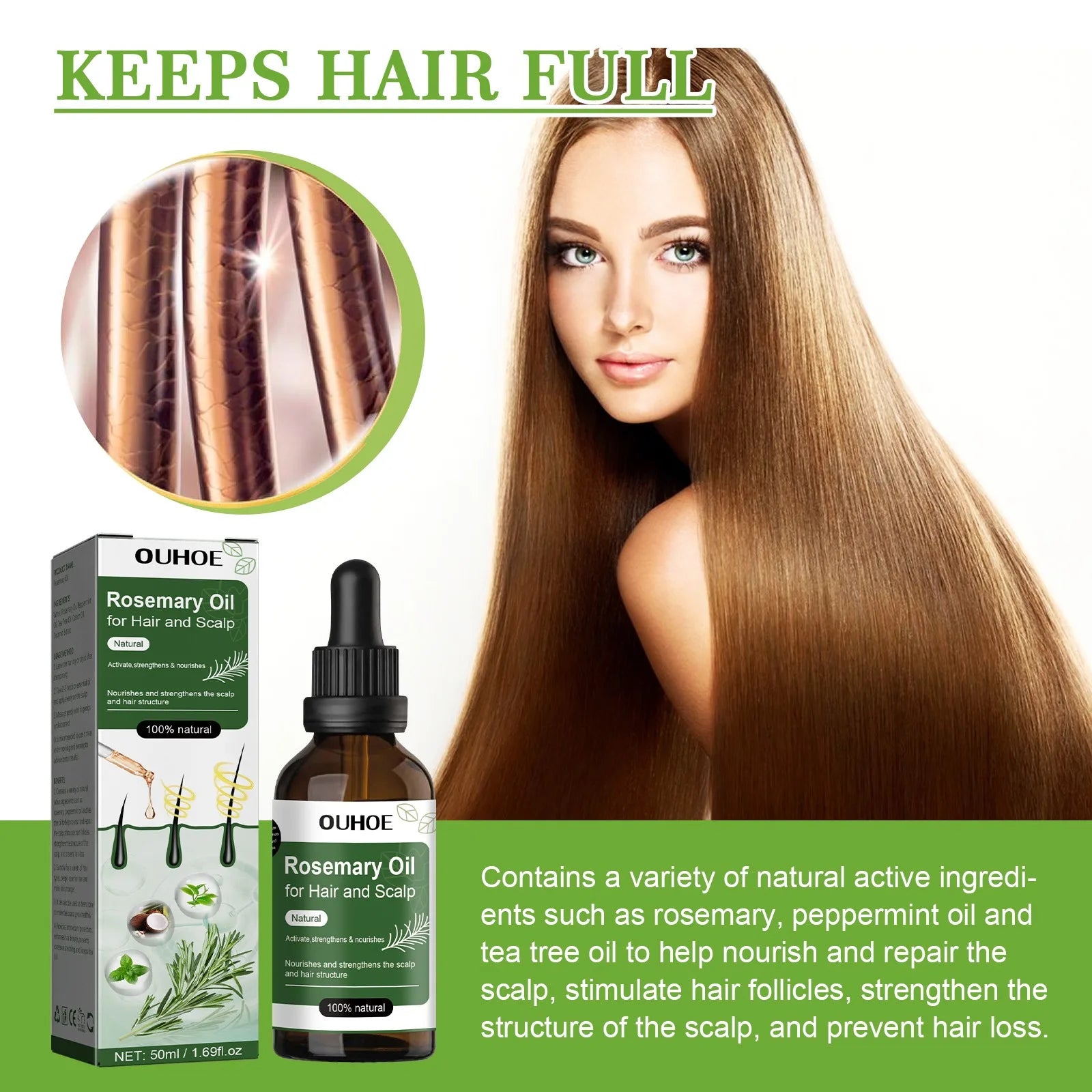 Rosemary Oil for Hair Growth & Hair Loss – 50ml Essential Oil Hair Growth Oil Peaceful Pleasures Health and Wellness