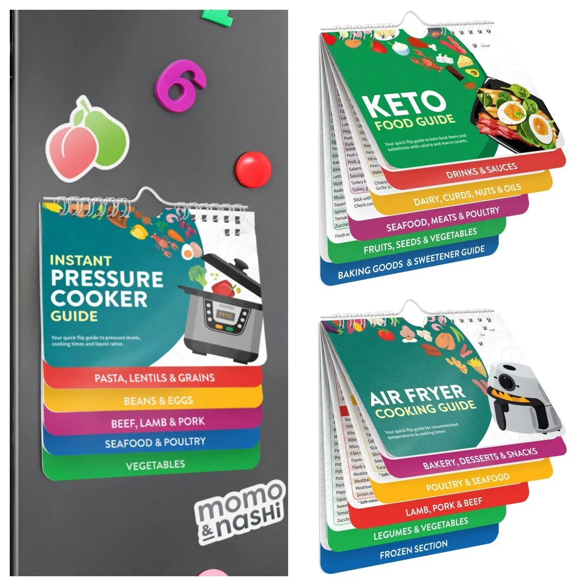 Air Fryer Magnetic Cheat Sheet & Keto Cookbook Guide Set