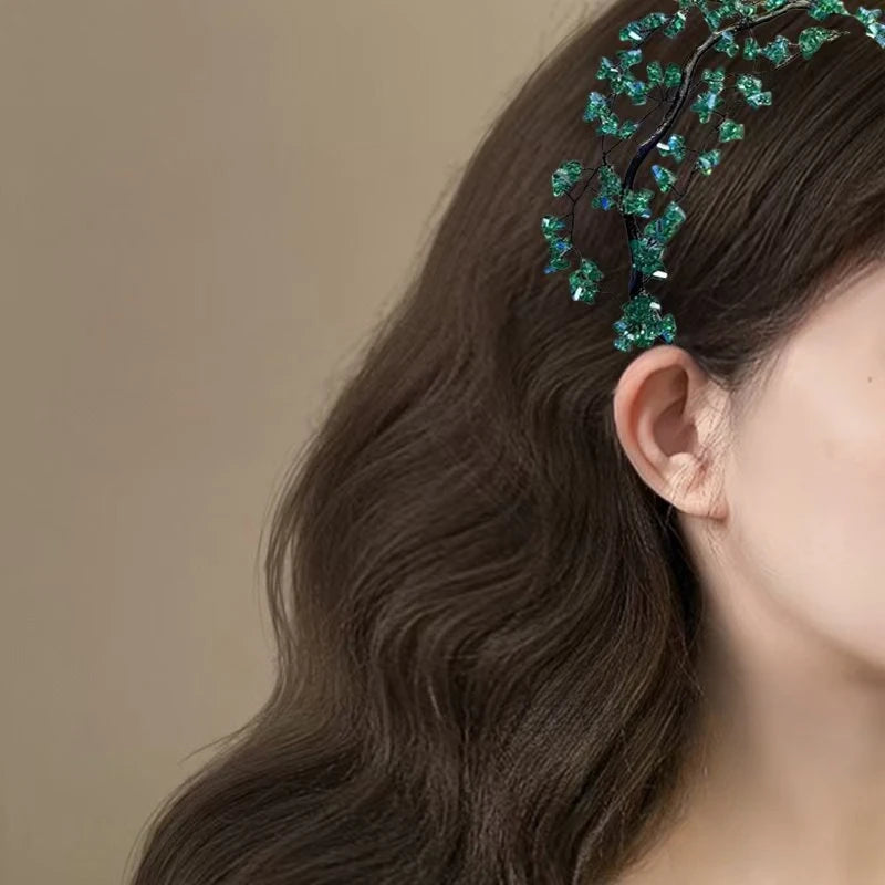 Korean Sweet Crystal Hair Bracelet Fresh Retro Weaving Beads Unique Hair Accessories Peaceful Pleasures Health and Wellness