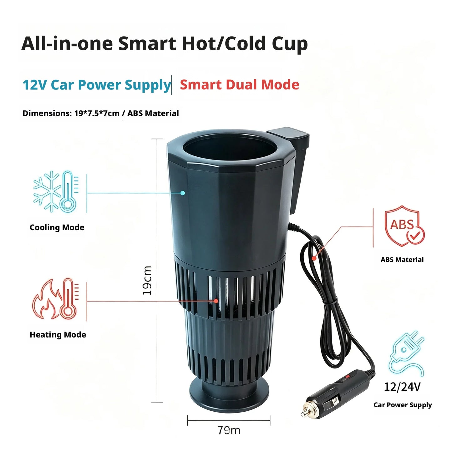 12V/24V Car Heating Cooling Cup Digital Display Smart Mug 2-in-1 Heater Cooler for Car Drinks Coffee Water Warmer & Cooler Peaceful Pleasures Health and Wellness