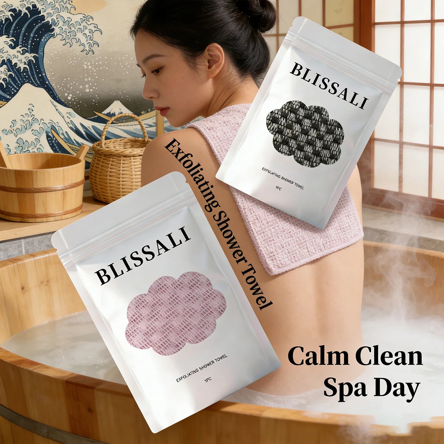 Dual-Sided Exfoliating Bath Towel – Body & Back Scrubber