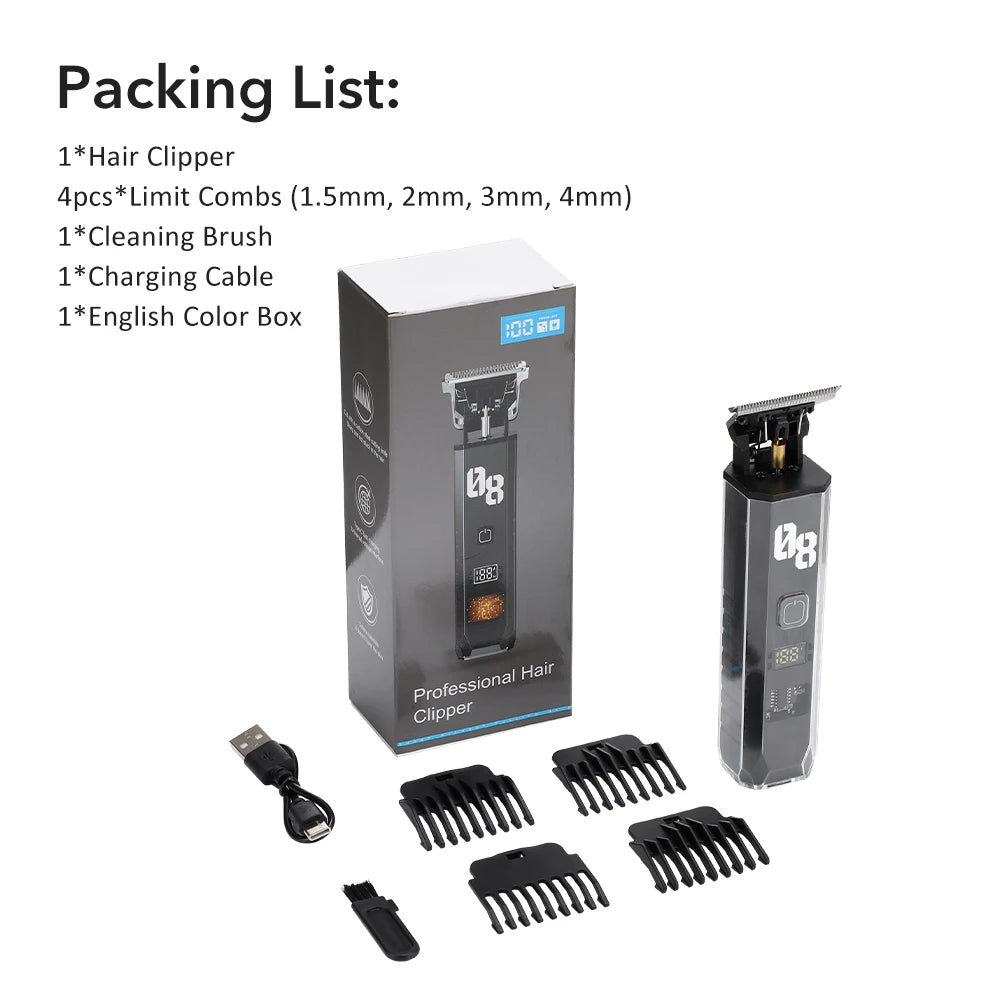 Cordless Men's Hair Clipper Rechargeable Hair Trimmer Hair Cutting Grooming Kit Professional Barber Electric Haircut Shaver Peaceful Pleasures Health and Wellness black