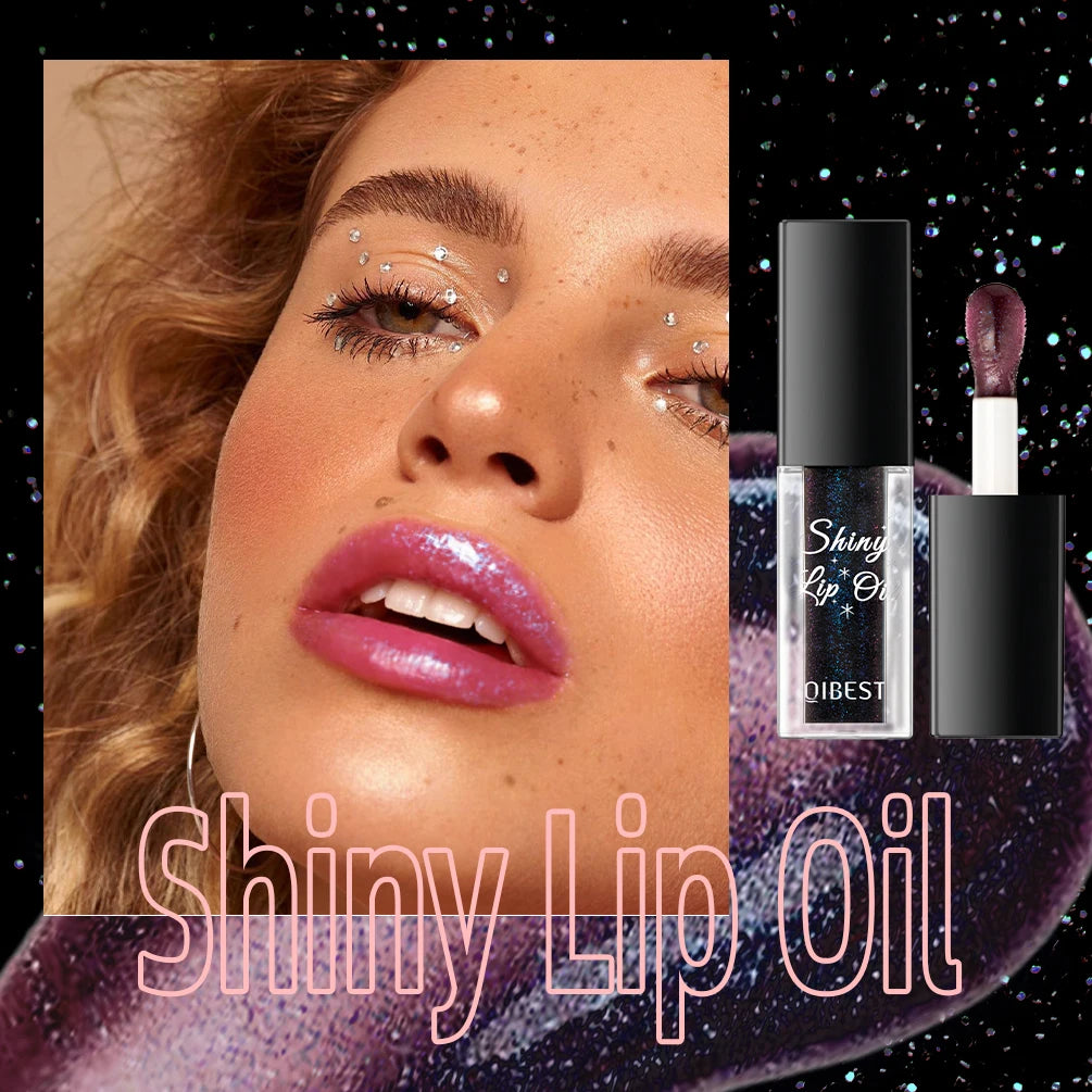 QIBEST Shimmer Lip Oil Black Color Changing Lipgloss Moisturizing Shiny Mirror Lipgloss Oil Plumping Glitter Lip Tint Cosmetics Peaceful Pleasures Health and Wellness
