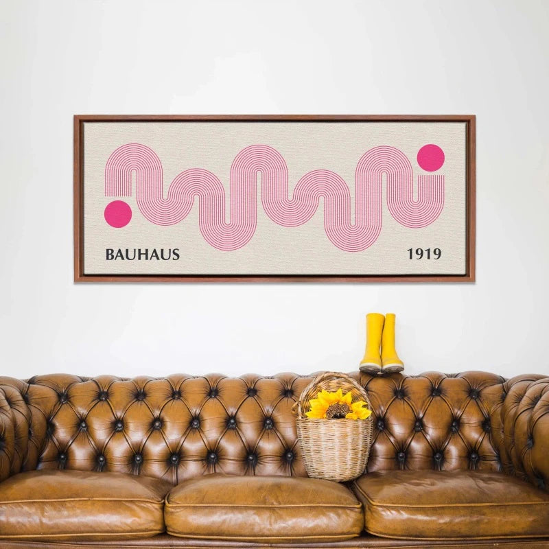 Pink Bauhaus Canvas Wall Art | Large Horizontal Unframed Poster Canvas Wall Art Peaceful Pleasures Health and Wellness ZLH4182 90x270cm No Frame