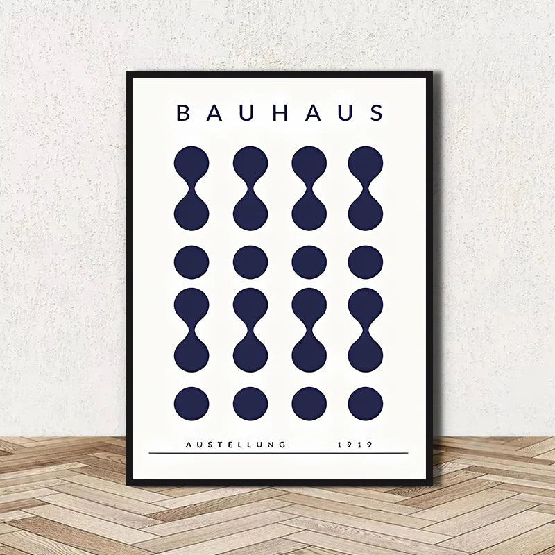 Abstract BAUHAUS art poster, line geometric pattern canvas art painting used for room wall and living room decoration, framel Peaceful Pleasures Health and Wellness DD08-17 50x70cm