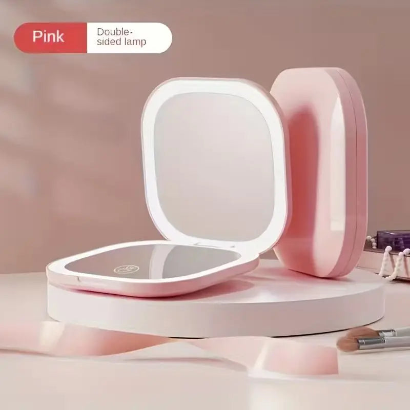 LED Makeup Mirror – 5X Magnifying, Foldable, USB Powered