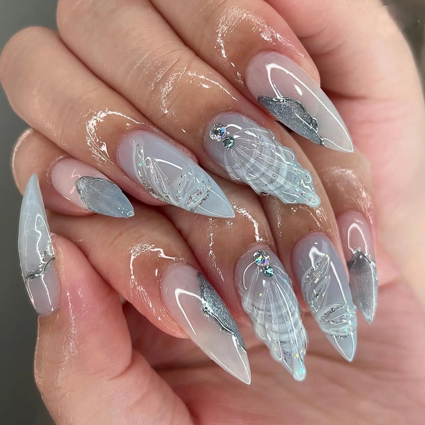24Pcs Almond Press on Fake Nails French False Nails with Pink Bow Flower Design Oval Manicure Wearable Full Cover Fake Nail Tips Peaceful Pleasures Health and Wellness J4