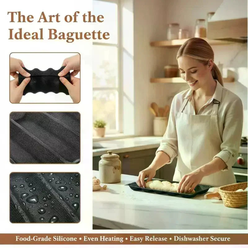5-Cavity Silicone French Bread Baguette Pan | Nonstick Tray