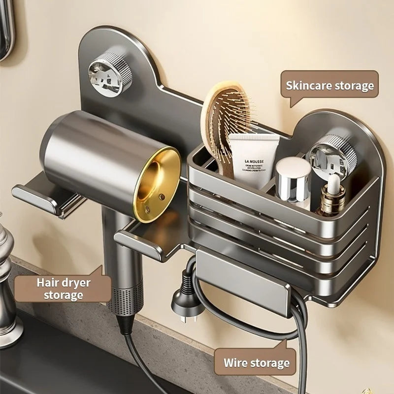 No-Drill Suction Cup Hair Dryer Holder | Bathroom Wall Hanger
