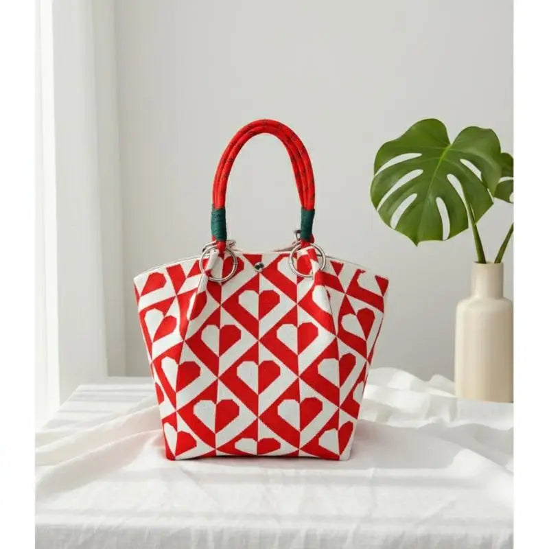 Women's Vintage Knit Tote Bag | Lightweight Travel Handbag