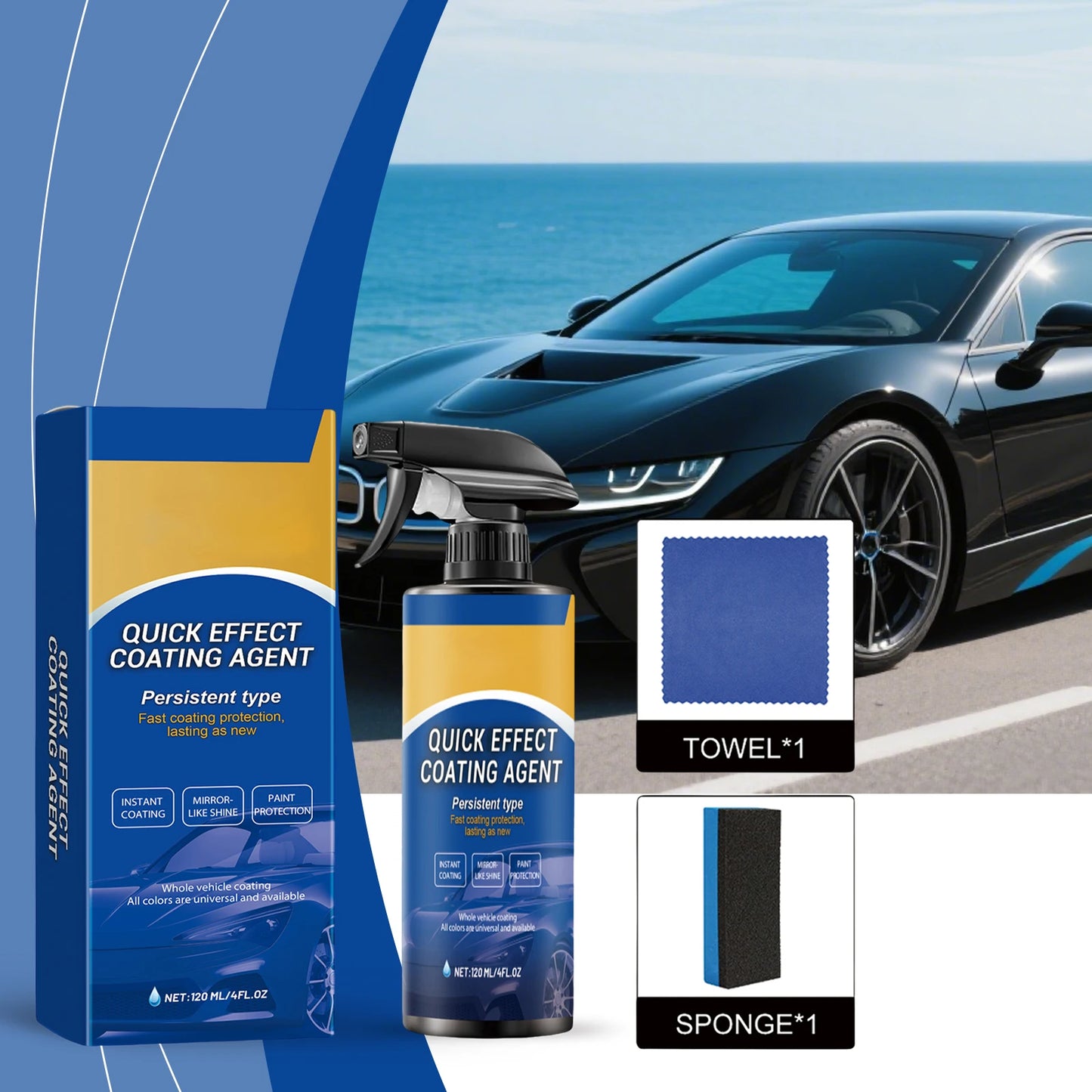 Car Coating Spray – Hydrophobic Polish & Paint Protection Kit