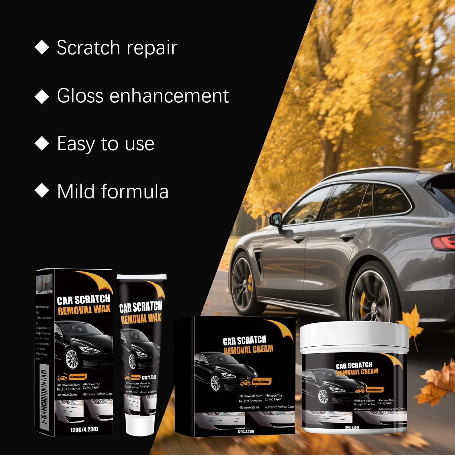 Car Scratch Removal Cream for Light/Medium Scratches, Stain Removal Restores Gloss Gentle Paint Polish for All Auto Finishes Peaceful Pleasures Health and Wellness