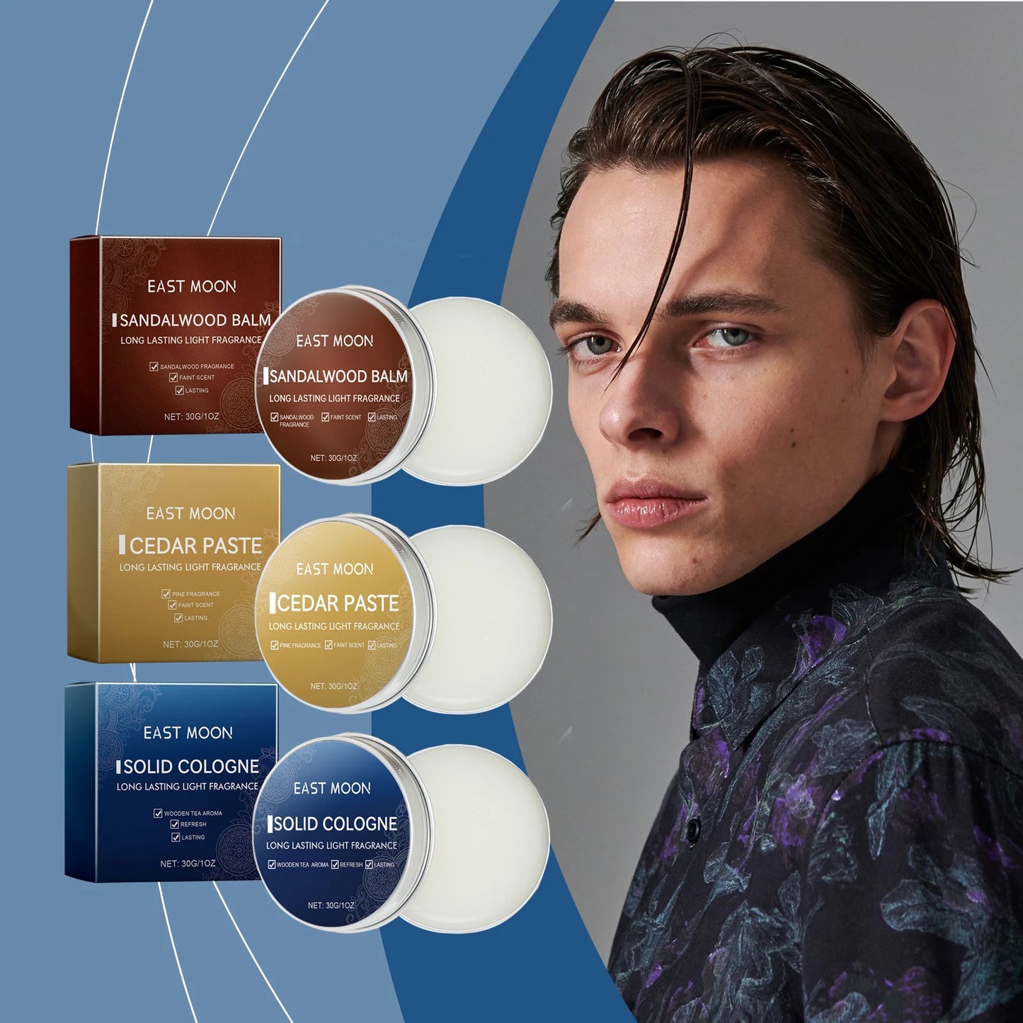 EAST MOON Solid Perfume Balm for Men – Long-Lasting Scent Gift