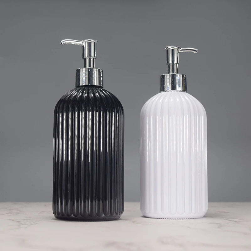 500ml Striped Soap Dispenser Bathroom Shower Wash Shampoo Bottle Refillable Kitchen Dish And Hands Soap Container Peaceful Pleasures Health and Wellness