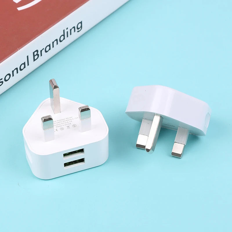 Dual Port USB Wall Charger 5V/2.1A UK 3 Pin Plug Adapter