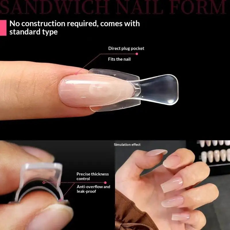 Oval Dual Nail Extension Forms 15 Sizes Sandwich Design 60–300pcs