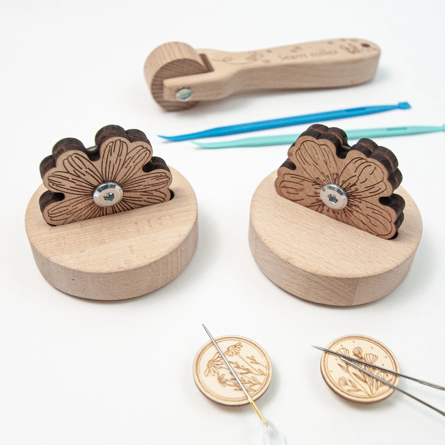 1x Flower Shape Needle Magnetic Pin Holder + 1x Thread Cutter for Cross Stitch Needlework Embroidery +10pcs Positioning Bead Pin Peaceful Pleasures Health and Wellness