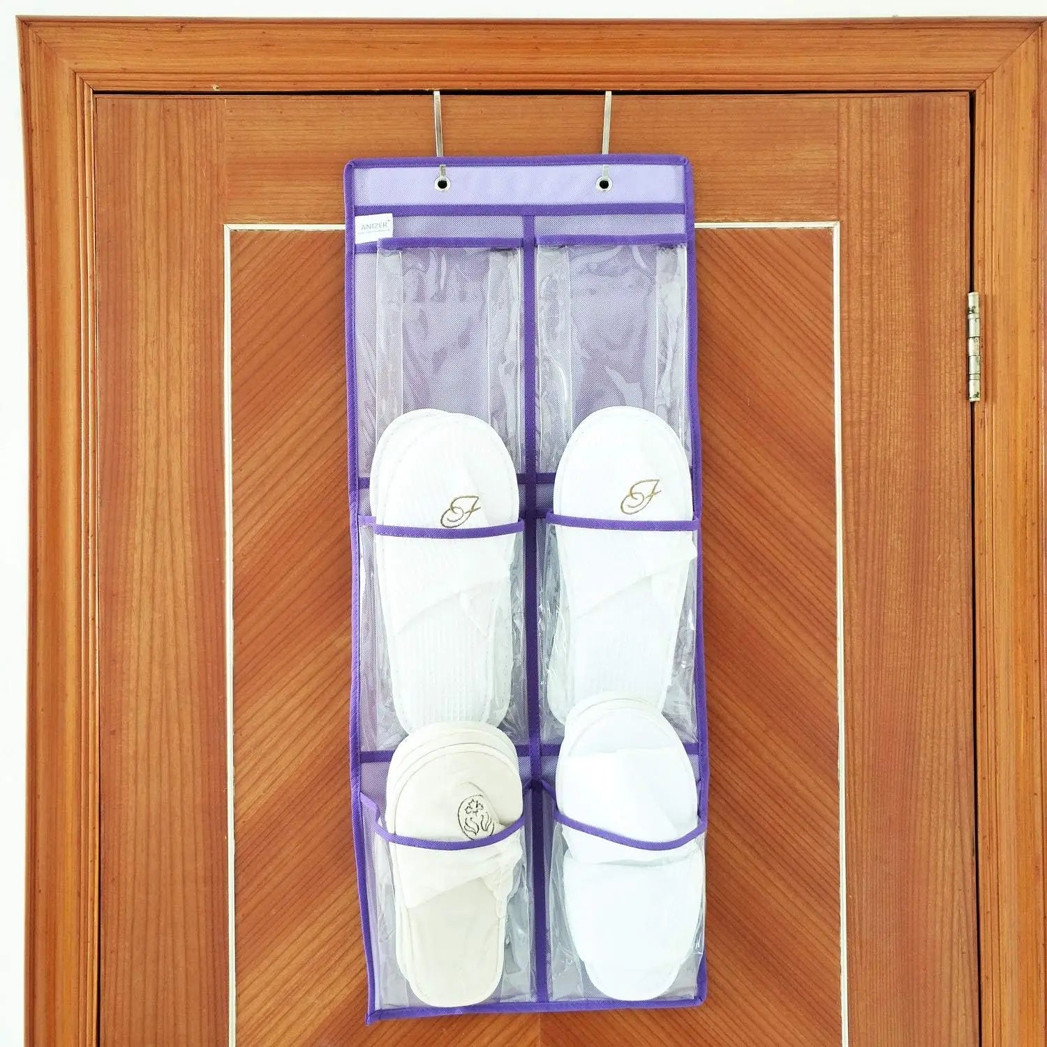 Over Door Shoe Organizer – 6 Clear Pockets, Purple, 2 Pack Home Organization Peaceful Pleasures Health and Wellness