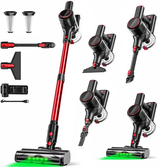45KPA Cordless Vacuum Cleaner, 8-in-1 Lightweight Stick for Pet Hair & Carpets, 45Min Runtime with LED Display (Red) Peaceful Pleasures Health and Wellness United States
