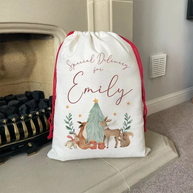 Personalised Woodland Animal Christmas Sack | Kids Gift Bag