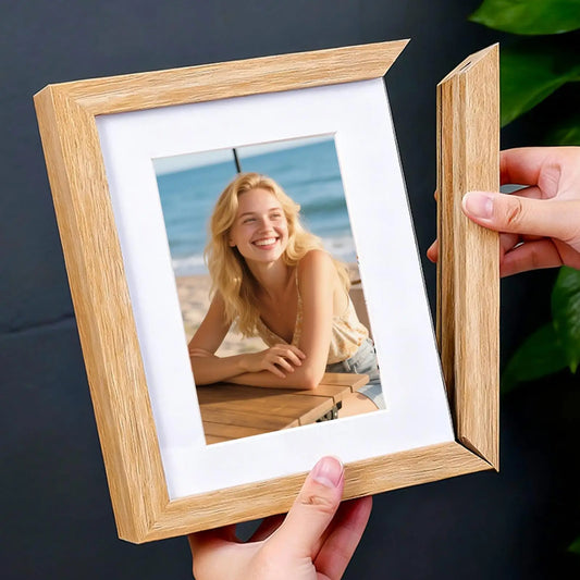 Wooden Magnetic Quick-Change Photo Frame for 7-Inch Photos Wooden Photo Frame Peaceful Pleasures Health and Wellness