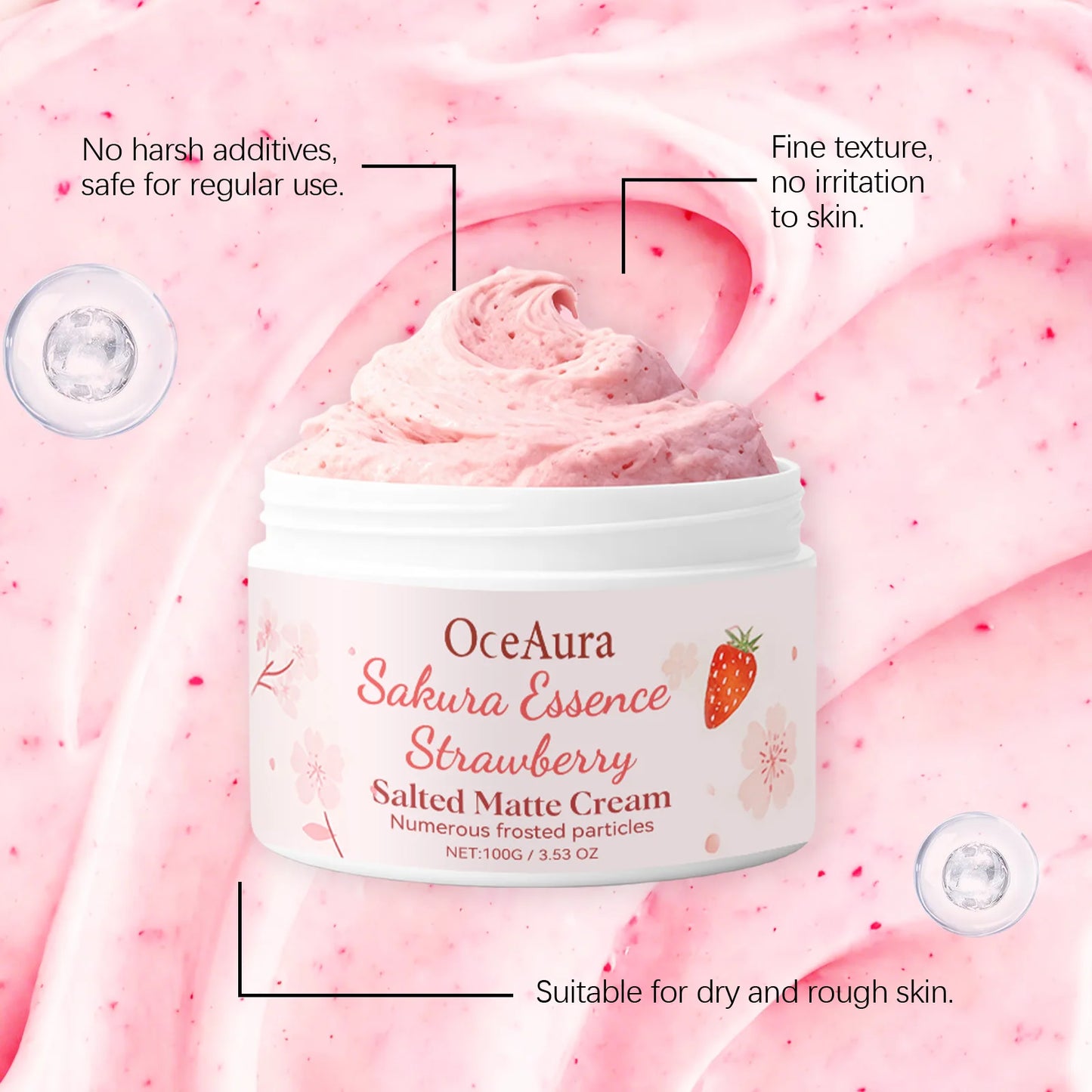 OceAura Sakura Strawberry Body Scrub – Exfoliate & Moisturize
