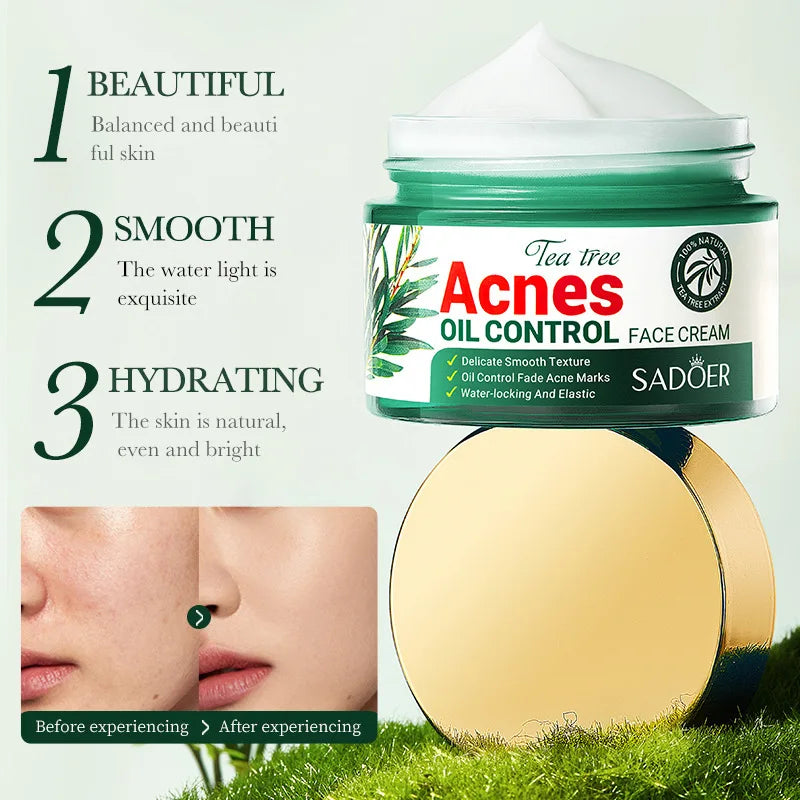 SADOER Tea Tree Acne Face Cream – Oil Control & Moisturizer