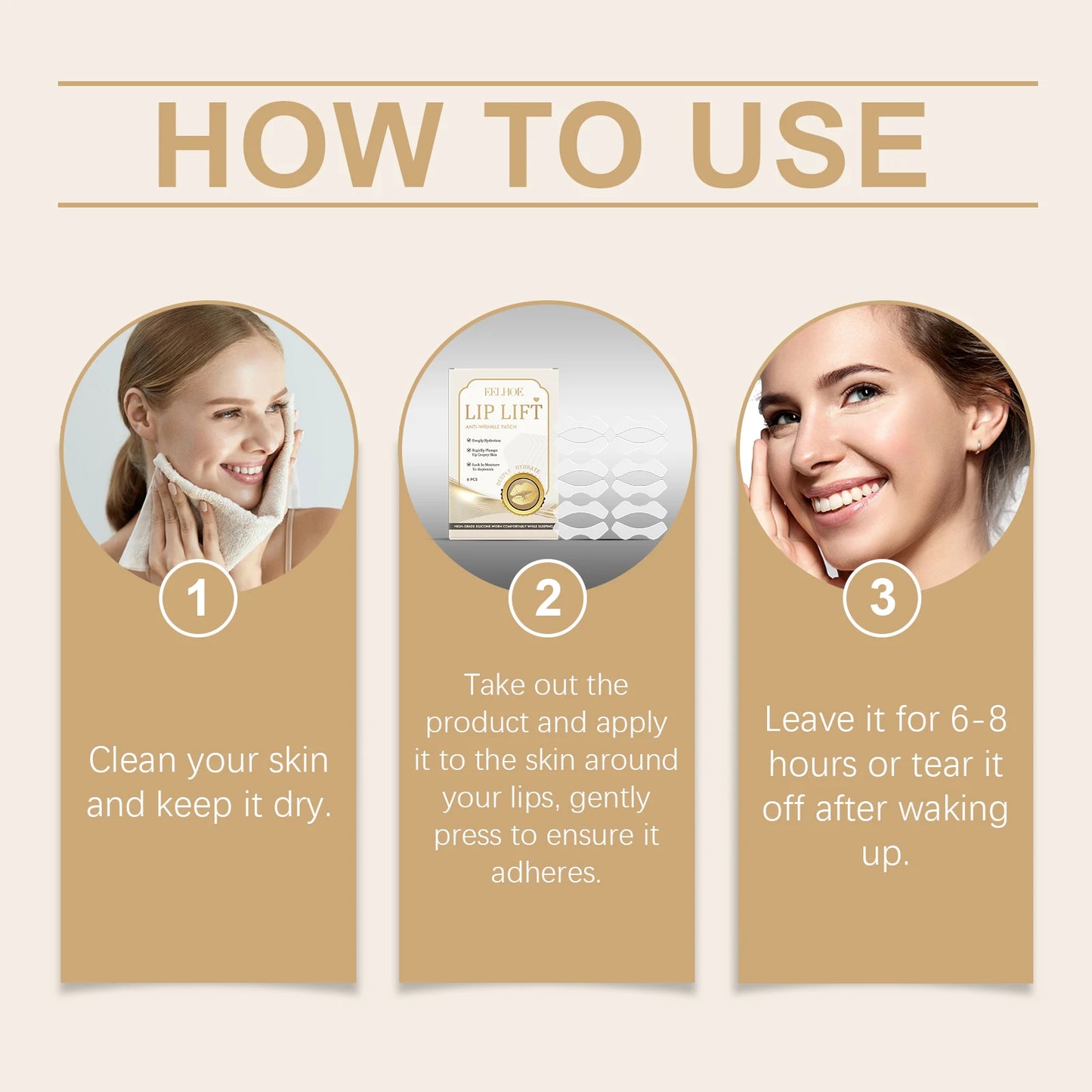 EELHOE Anti-Wrinkle Lip Patches | Hydrating Firming Mask 6pc Anti-Aging Lip Patch Peaceful Pleasures Health and Wellness
