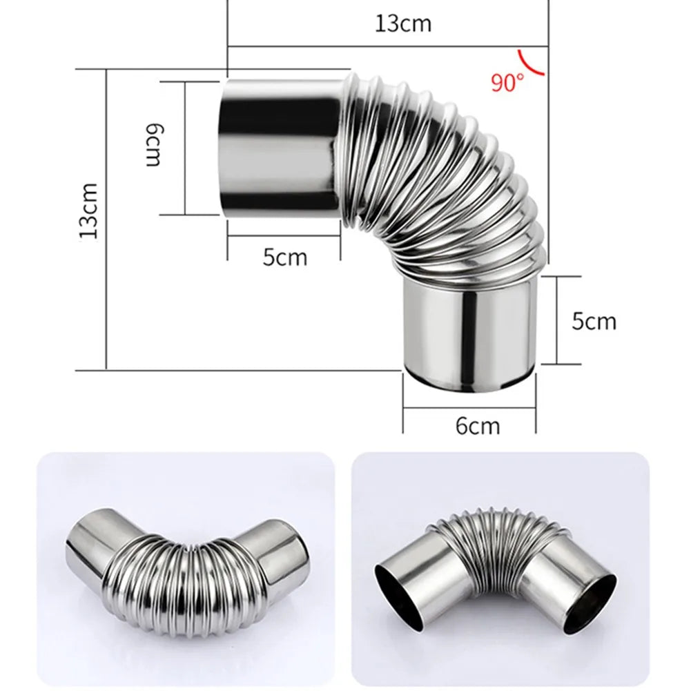 Stainless Steel Stove Pipe Elbow 90 Chimney Liner Bend Multi Flue