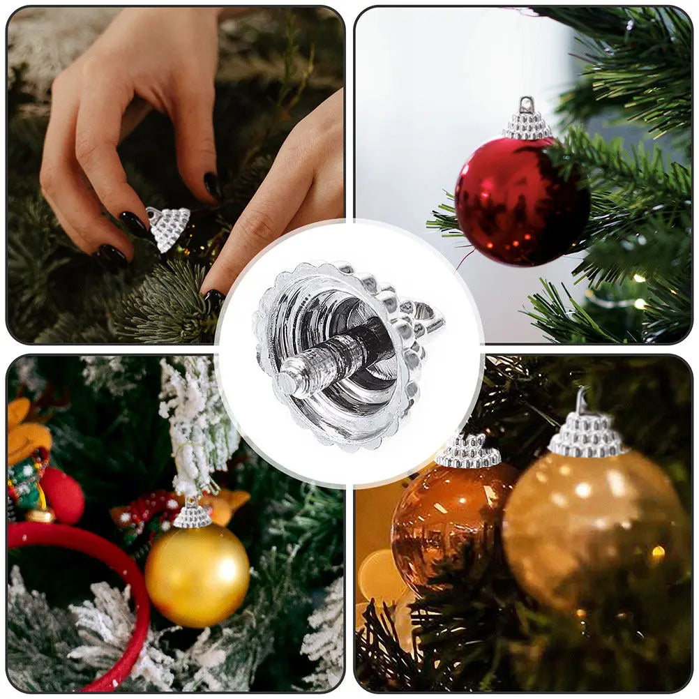 100Pcs Christmas Ball Ornament Caps Round Plastic Ornament Tops DIY Replacement Hangers Xmas Tree Craft Decorations Peaceful Pleasures Health and Wellness