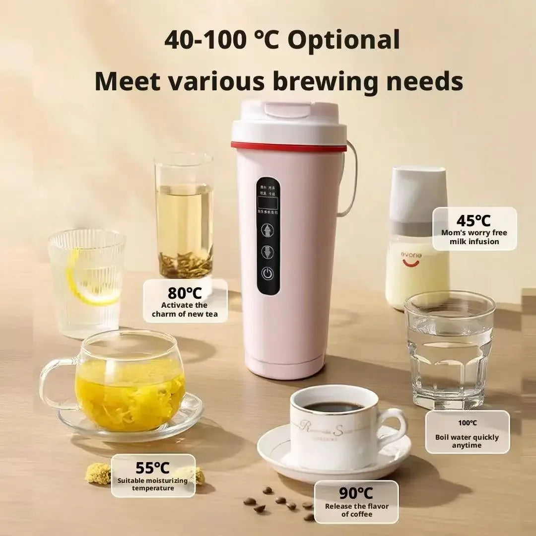 500ML Car Heating Water Cup 12V 24V Universal 316 Stainless Steel Liner Portable Smart Electric Kettle for Truck Insulation Peaceful Pleasures Health and Wellness