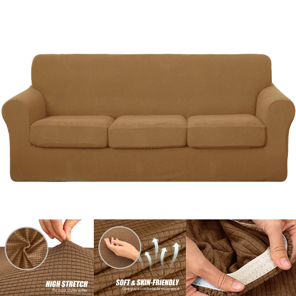 2/3/4/5 Piece Sofa Covers for 1/2/3/4 Cushion Couch Slipcover Soft Stretch Furniture Covers for Dogs Non Slip Sofa Protector Peaceful Pleasures Health and Wellness Coffee For 2 Cushion Sofa