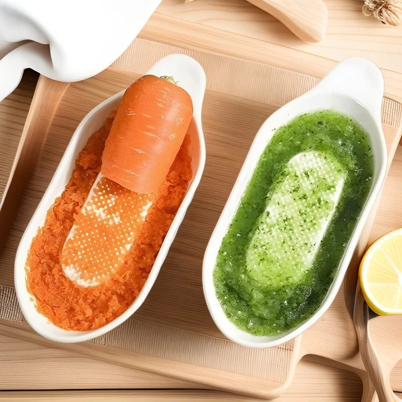 New Kitchen Ceramic Ginger Grater Tool Hand Grinder Garlic Masher Portable Carrot Ginger Grinding Kitchen Tool With Brush Tools Peaceful Pleasures Health and Wellness
