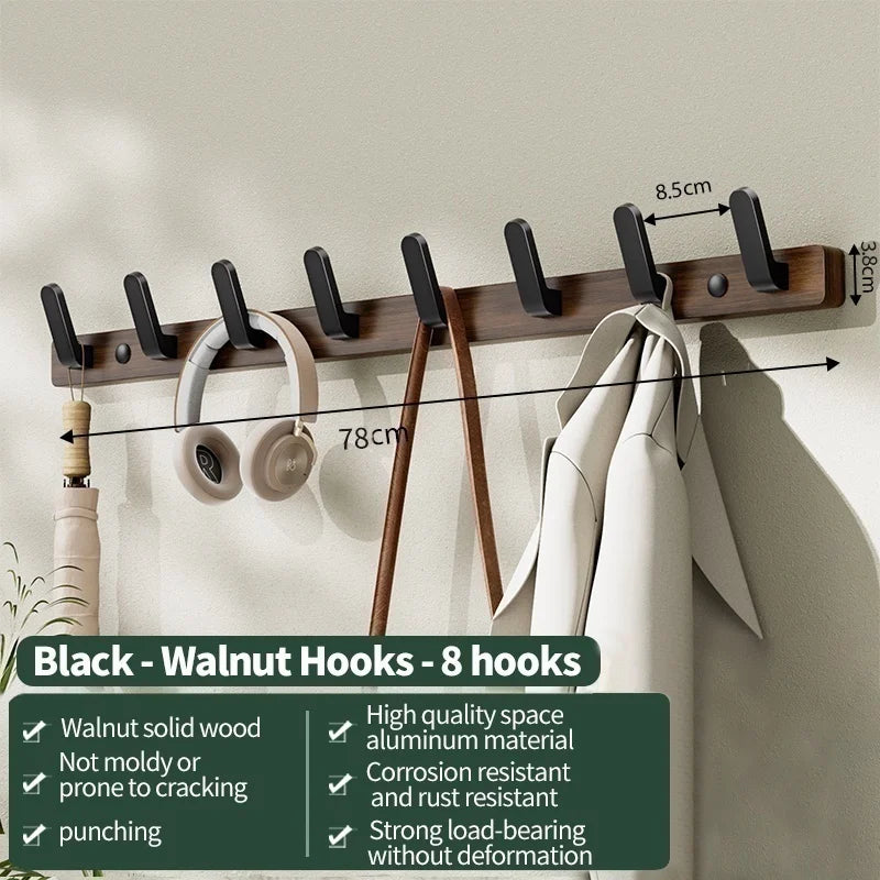 Wood & Aluminum Wall Hooks – Coat, Robe & Towel Hanger Rack